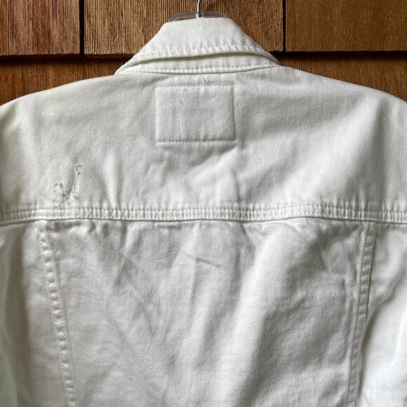 NWT BLANK NYC White Distressed Denim Raw Hem Jacket in Women's Large - Picture 12 of 16